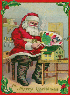Carte Fabrication des cadeaux de Noël Carte ancienne Noël