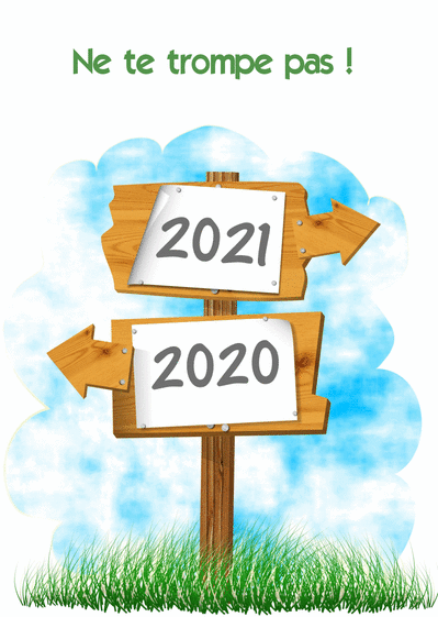Carte Direction la nouvelle année 2021 Carte de voeux humour 2021