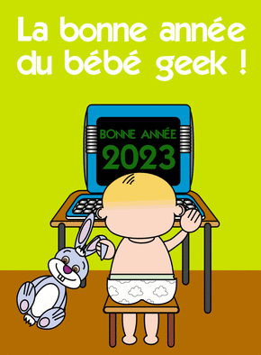 Carte bonne année 2023 du bébé geek Carte de voeux 2023 pour geek