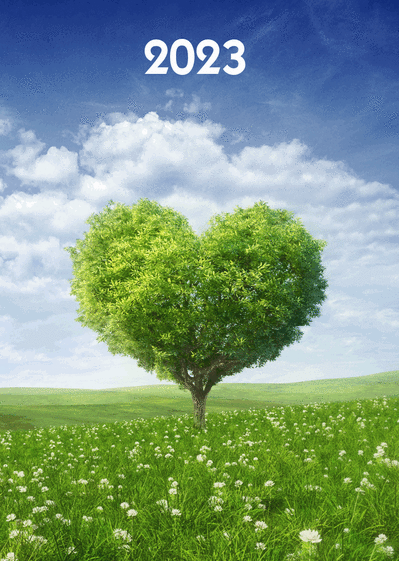 Carte Un coeur d`arbre pour la nouvelle année 2023  Carte de voeux Nature 2023