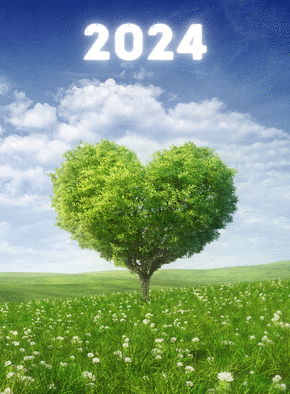 Carte Un coeur d`arbre pour la nouvelle année 2024  Carte de voeux Nature 2024