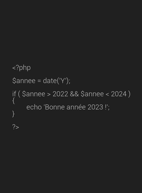 Carte bonne année 2023 en php Carte de voeux 2023 pour geek