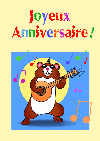 Carte Hamster musicien Carte anniversaire enfant