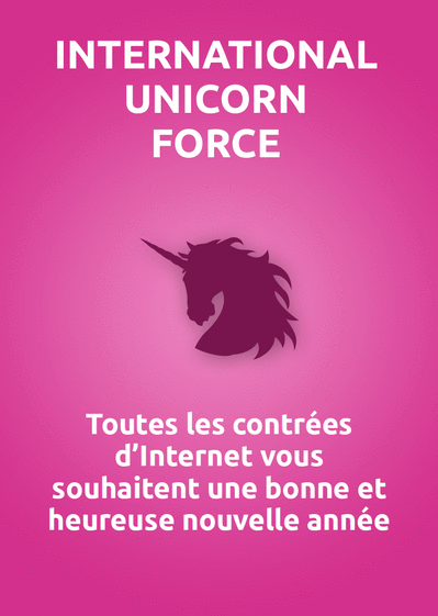 Carte International Unicorn Force Carte de voeux 2023 pour geek