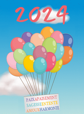 Carte Colis de la bonne année 2024  Carte de voeux 2024 et message de paix