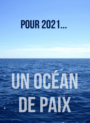 Carte Un océan de paix pour la nouvelle année 2021 Carte de voeux 2021 et message de paix