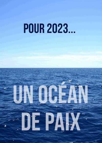 Carte Un océan de paix pour la nouvelle année 2023  Carte de voeux 2023 et message de paix