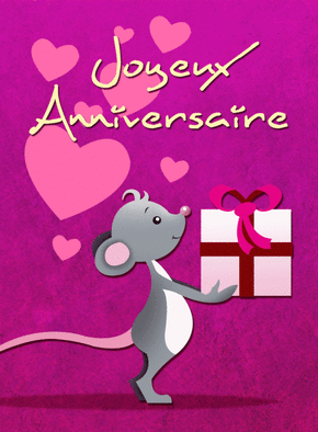Carte Petite souris et cadeau Carte anniversaire animaux