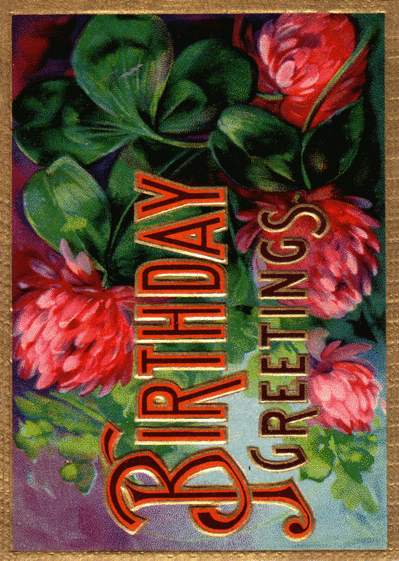Carte Birthday Greeting avec des fleurs Carte d'anniversaire ancienne en anglais