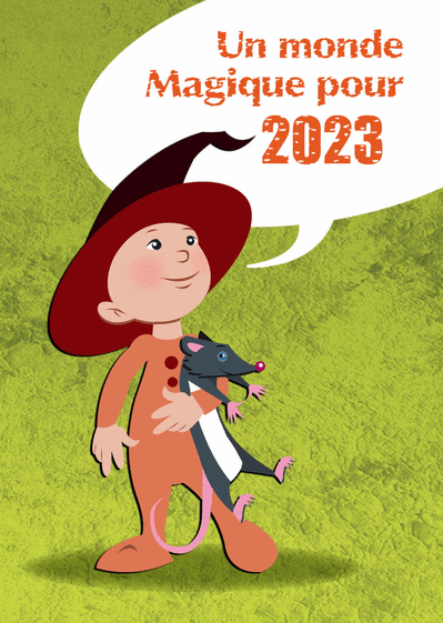Carte Un monde magique en 2023 Carte de voeux 2023 enfant et mignonne