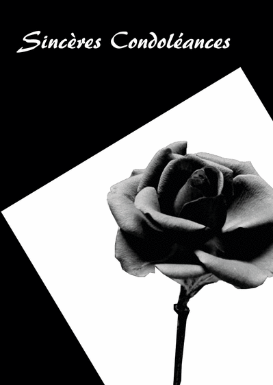 Carte Sincères condoléances en noir et blanc Carte condoléances fleurs