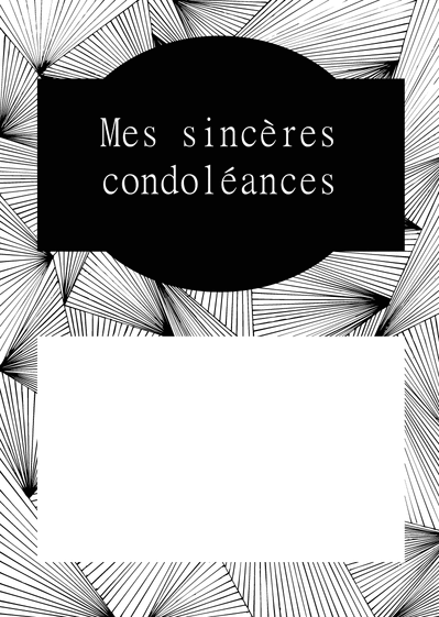 Carte Mes sincères condoléances en noir et blanc Carte condoléances personnalisée