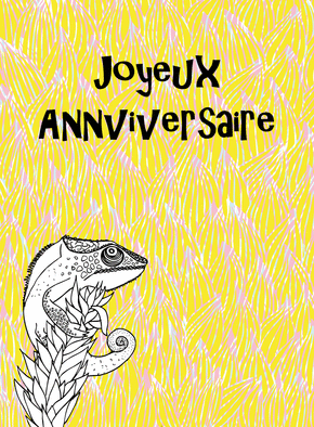 Carte Joyeux anniversaire avec un iguane Carte anniversaire animaux