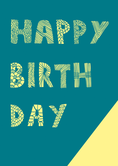 Carte Un happy birthday texturé Carte joyeux anniversaire en plusieurs langues