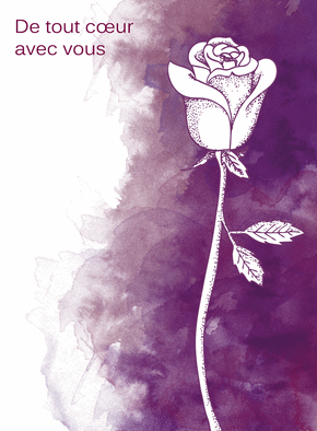 Carte Rose de tout coeur avec vous Carte condoléances fleurs