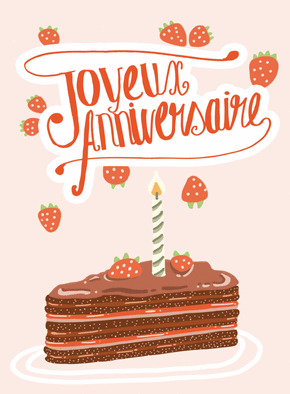 Carte Gâteau d'anniversaire au chocolat et aux fraises Carte gateau d'anniversaire