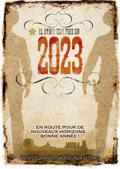 Carte bonne année 2023 far west Carte de voeux 2023 affiche de film