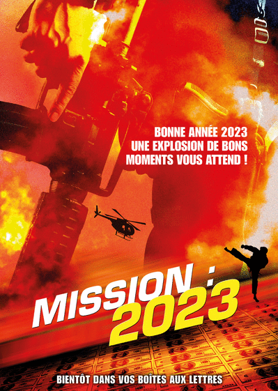 Carte bonne année 2023 explosive Carte de voeux 2023 affiche de film