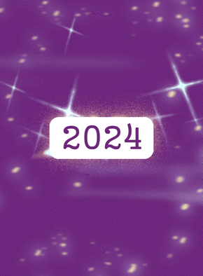 Carte La nouvelle année 2024 sur fond violet Carte de voeux entreprise originale 2024
