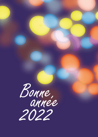 Carte Bonne année 2022 et lueurs multicolores Carte de voeux entreprise originale 2022