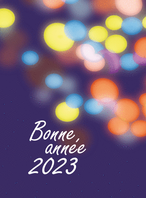 Carte bonne année 2023 et lueurs multicolores Carte de voeux entreprise originale 2023