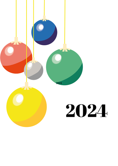 Carte Boules de la nouvelle année 2024  Carte de voeux entreprise originale 2024