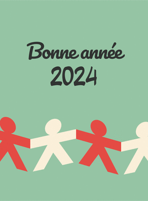 Carte Ensemble pour la nouvelle année 2024  Carte de voeux entreprise humour 2024
