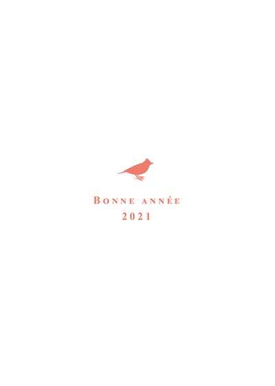 Carte Petit oiseau de bonne année 2021 sur fond blanc Carte de voeux entreprise originale 2021