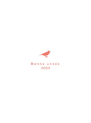 Carte Petit oiseau de bonne année 2024 sur fond blanc Carte de voeux entreprise originale 2024