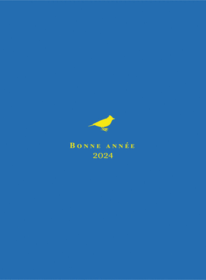 Carte Petit oiseau de bonne annee sur fond bleu Carte de voeux entreprise originale 2022