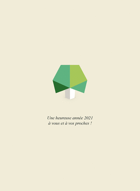 Carte Arbre origami de bonne année 2022 Carte de voeux entreprise originale 2022