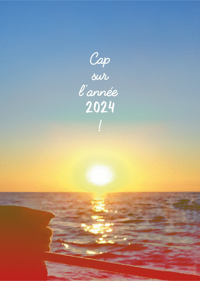 Carte Cap sur la nouvelle année 2024  Carte de voeux entreprise originale 2024
