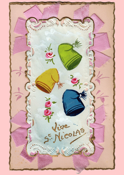 Carte Bonnets de couleur Saint Nicolas Carte ancienne Saint Nicolas