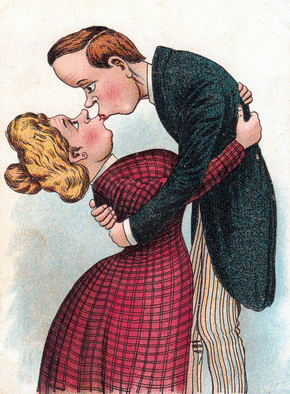 Carte Le baiser des amoureux Carte ancienne Saint Valentin