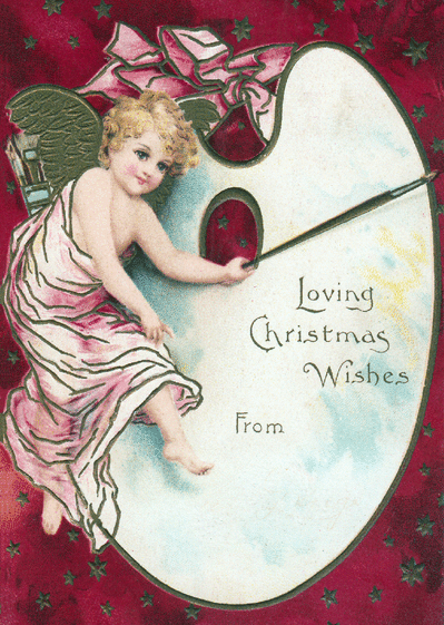 Carte Loving Christmas Wishes avec un petit ange Carte ancienne Noël
