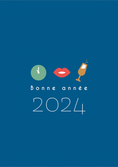 Carte Du champagne et un bisou en 2024 Carte de voeux 2024 