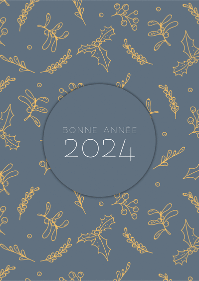 Carte Du houx pour une bonne année 2024  Carte de voeux 2024 