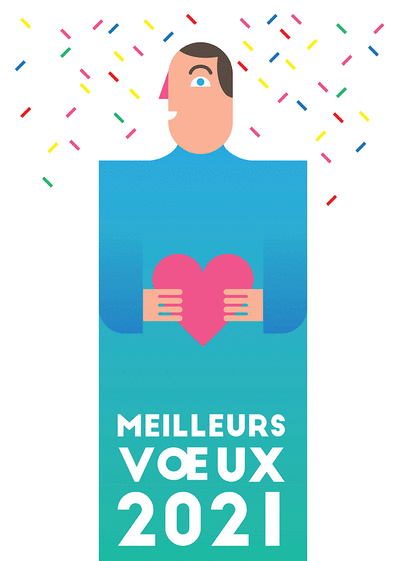Carte Meilleurs voeux 2021 le coeur dans les mains Carte de voeux 2021 enfant et mignonne