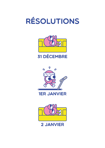 Carte Les résolutions après de 2 janvier Carte de voeux humour 2022
