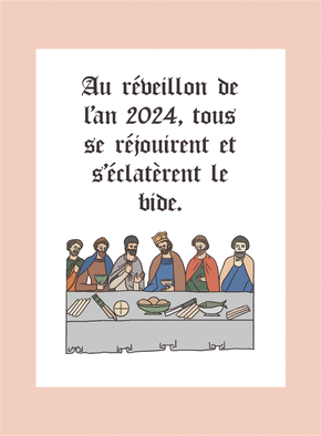 Carte Tous se réjouirent et s`éclatèrent le bide Carte de voeux humour 2022