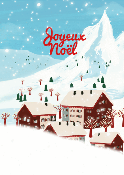 Carte Noël dans un village de montagne Carte de noel