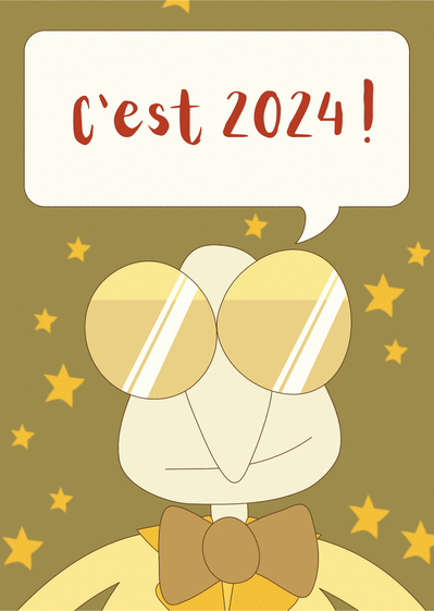 Carte Nouvelle année 2024 de star Carte de voeux 2024 enfant et mignonne