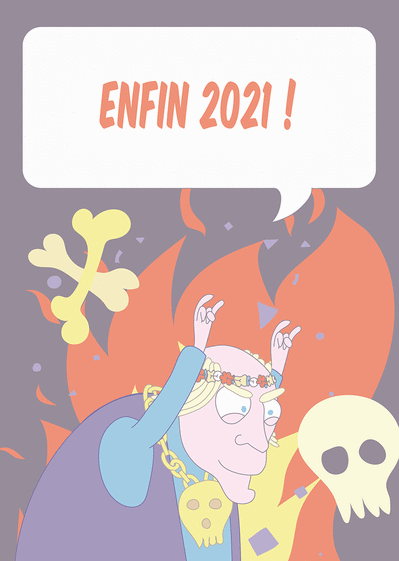 Carte Mamie rockeuse pour la nouvelle année 2022 Carte de voeux 2022 enfant et mignonne