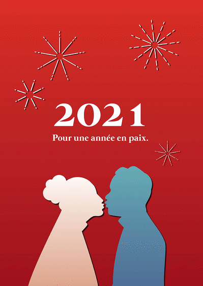 Carte Couple pour une année 2021 en paix Carte de voeux 2021 et message de paix