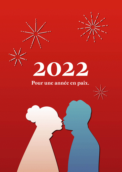 Carte Couple pour une année 2022 en paix Carte de voeux 2022 et message de paix