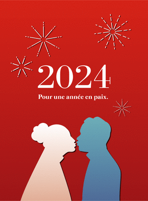 Carte Couple pour une année 2024 en paix Carte de voeux 2024 et message de paix