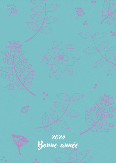 Carte Voeux personnalisables sur fond bleu Carte de voeux 2021 avec des fleurs