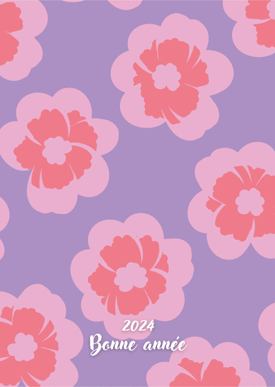 Carte Voeux personnalisable sur fond rose Carte de voeux 2022 avec des fleurs