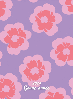Carte Voeux personnalisable sur fond rose Carte de voeux 2022 avec des fleurs