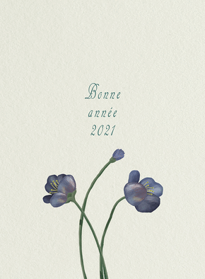 Carte Trois fleurs pour la nouvelle année 2021 Carte de voeux 2021 avec des fleurs